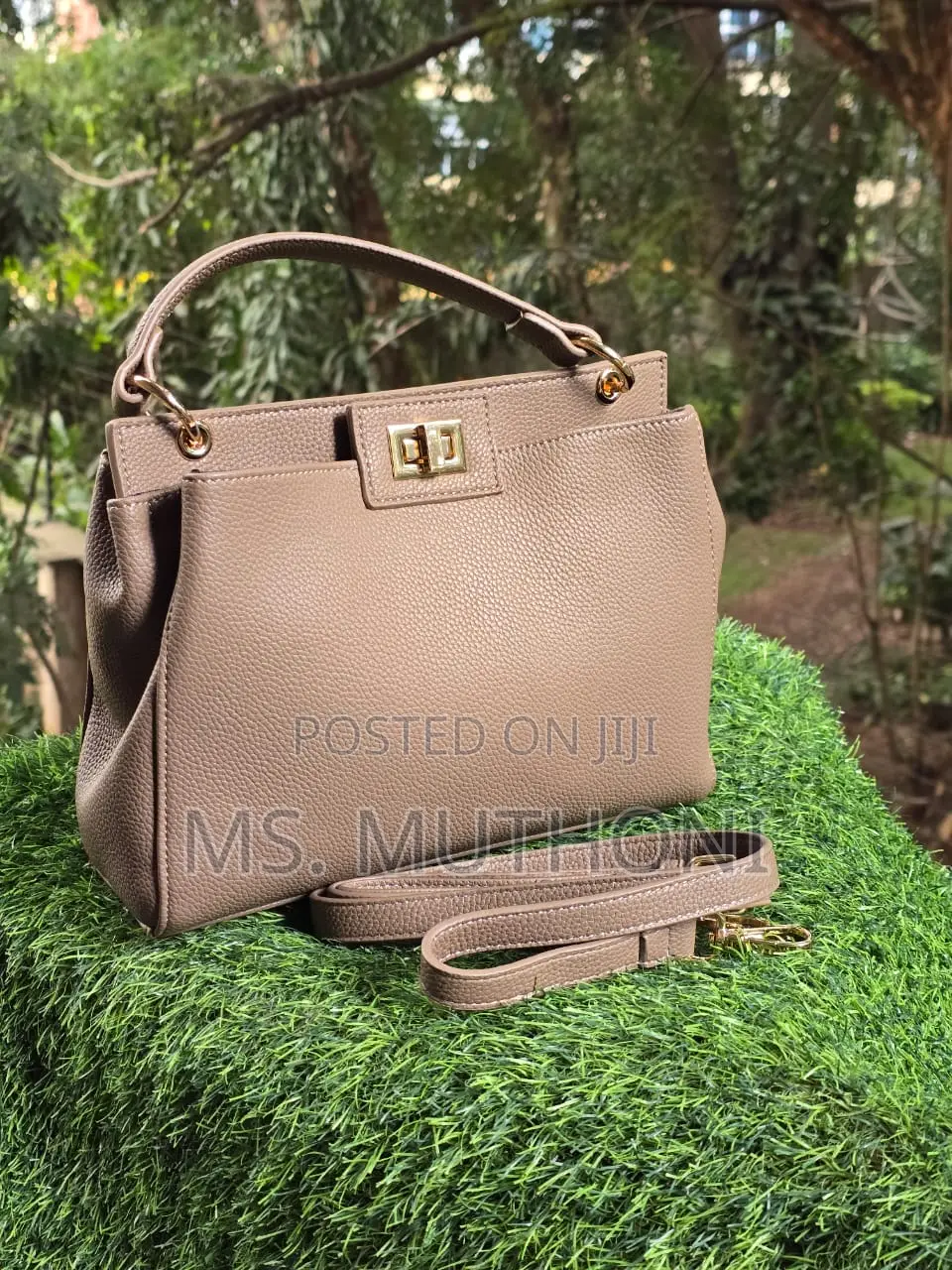 Minimalist Taupe Faux Leather Top-Handle Handbag