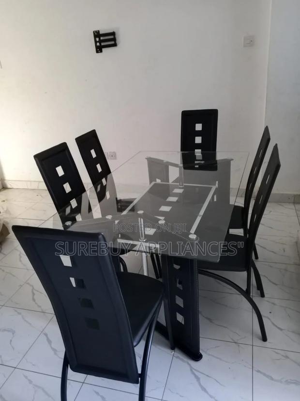 Executive 6-Seater Glass Dining Table With Leather Seats - main view