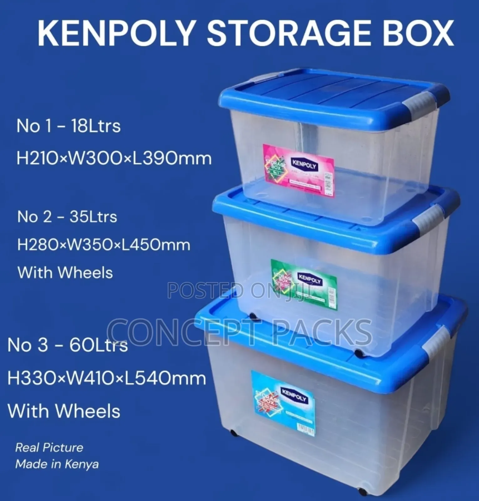 Storage Drawers 18l, 35l, 60l Set.