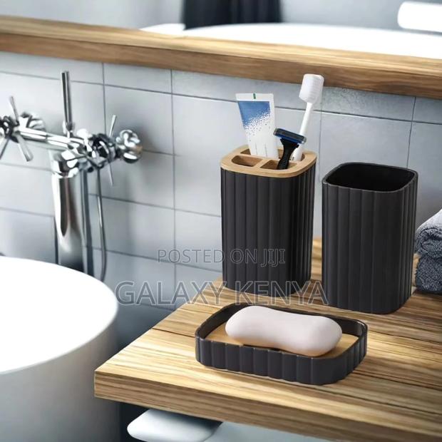 6pcs Eco-Friendly Plastic Bamboo Washroom Bathroom Accessories Set - thumbnail 7
