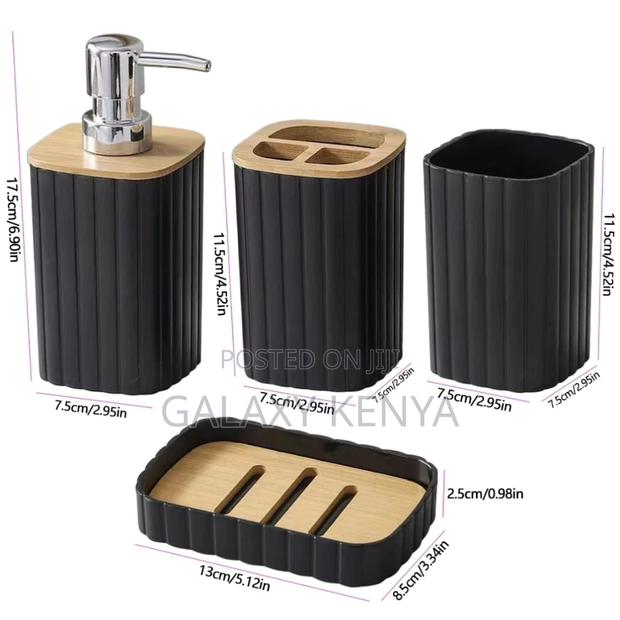 6pcs Eco-Friendly Plastic Bamboo Washroom Bathroom Accessories Set - thumbnail 8