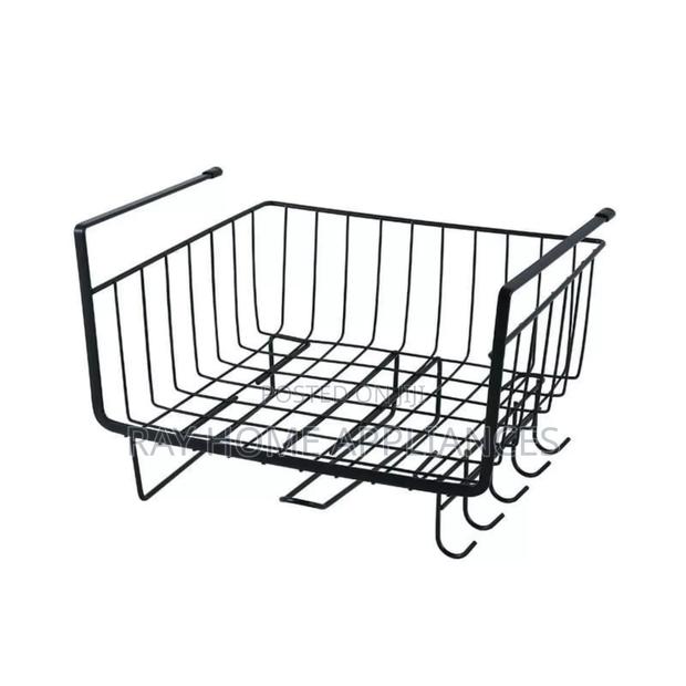 Kitchen Cabinet Under Shelf Double-Layer Storage Rack Black and White - thumbnail 2