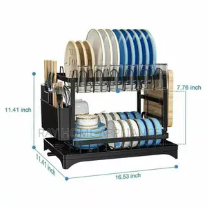 2 Tier Classy High Quality Dish Rack Colour: Black