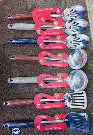 A Pair (Any Two ) Wooden Curved Handle Cooking Spoons - thumbnail 2