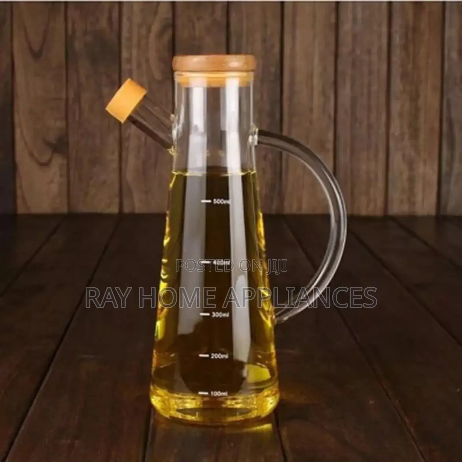 Glass Oil/Vinegar Jar With Bamboo Lid Capacity 580ml Classy