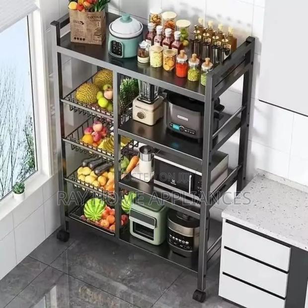 Multifunctional Strongmetallic Kitchenrack With Movable,Lockablewheels - thumbnail 2