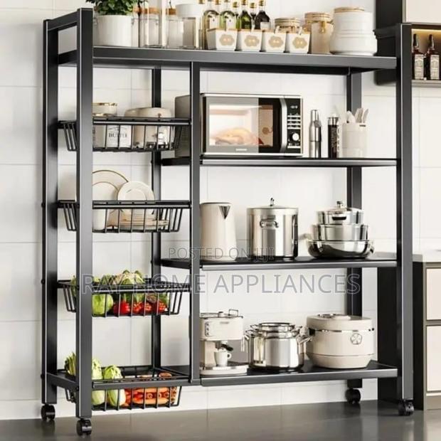 Multifunctional Strongmetallic Kitchenrack With Movable,Lockablewheels - thumbnail 3