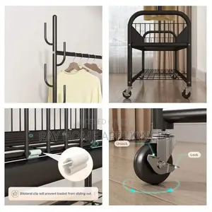 Sturdy Clothes Rack With Storage Basket 2-Tier Bottom Storage Shelf
