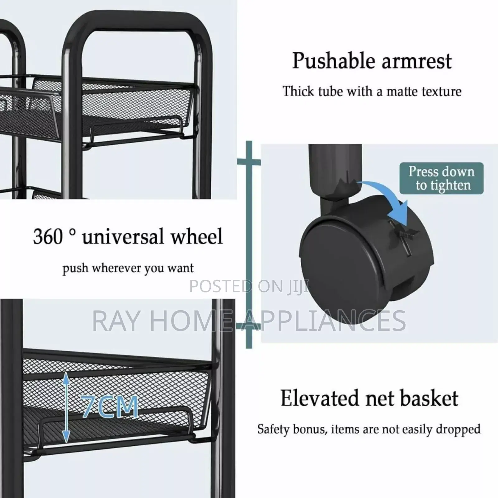 4 Layer Multifunctional Mesh Design Storage Trolley