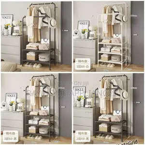 Double Clothing Garment Rack With 3-Tier Storage Shelf