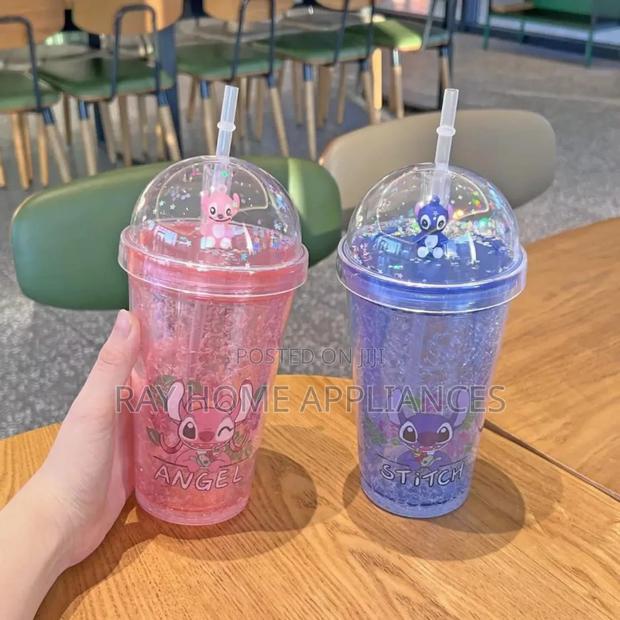 Stitch Straw Frosted Cups Capacity 450ml Light and Portable