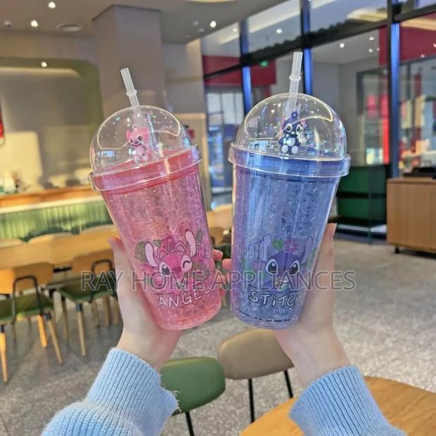 Stitch Straw Frosted Cups Capacity 450ml Light and Portable - thumbnail 2