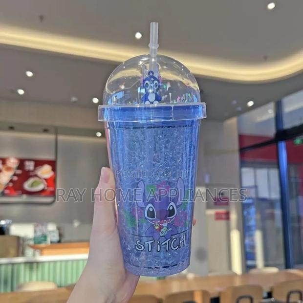 Stitch Straw Frosted Cups Capacity 450ml Light and Portable - thumbnail 3