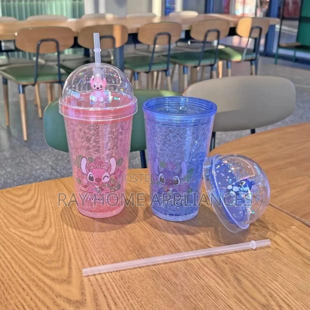 Stitch Straw Frosted Cups Capacity 450ml Light and Portable - thumbnail 4