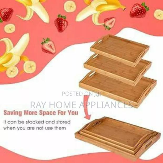 High Quality Multifunctional Bamboo Serving Trays 3 Pieces - thumbnail 5