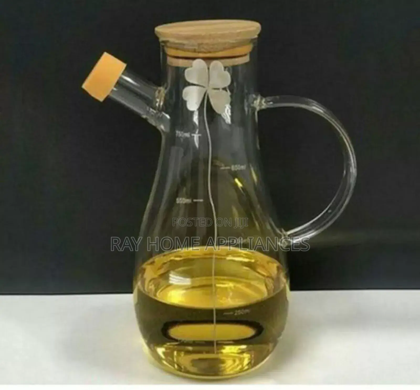 High Borosilicate Oil Jar With Decorative Flower Capacity 550m