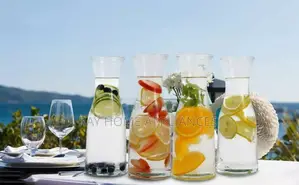Glass Carafe With White Lids Capacity 1 Liter