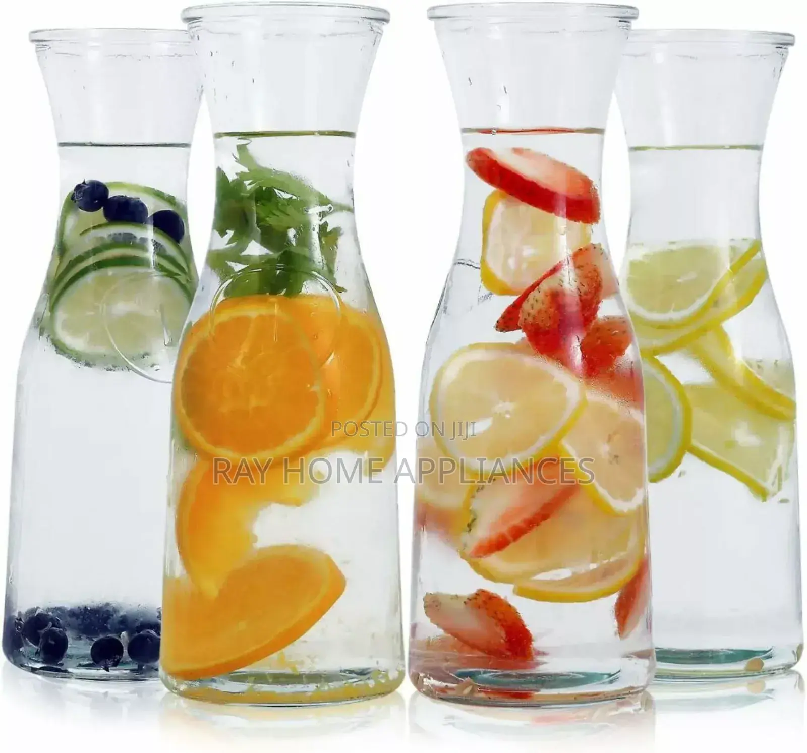 Glass Carafe With White Lids Capacity 1 Liter