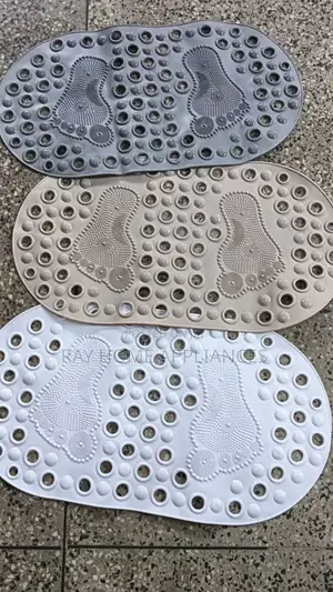 Bathroom Antislip Mat With Footprints 65x35cmgrey, White and Beige