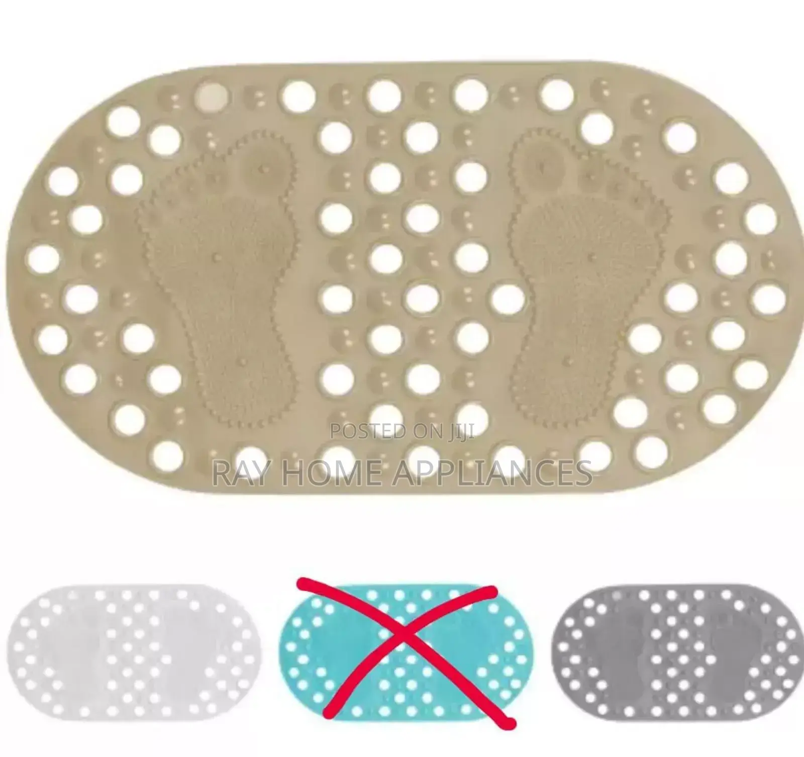 Bathroom Antislip Mat With Footprints 65x35cmgrey, White and Beige