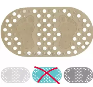 Bathroom Antislip Mat With Footprints 65x35cmgrey, White and Beige