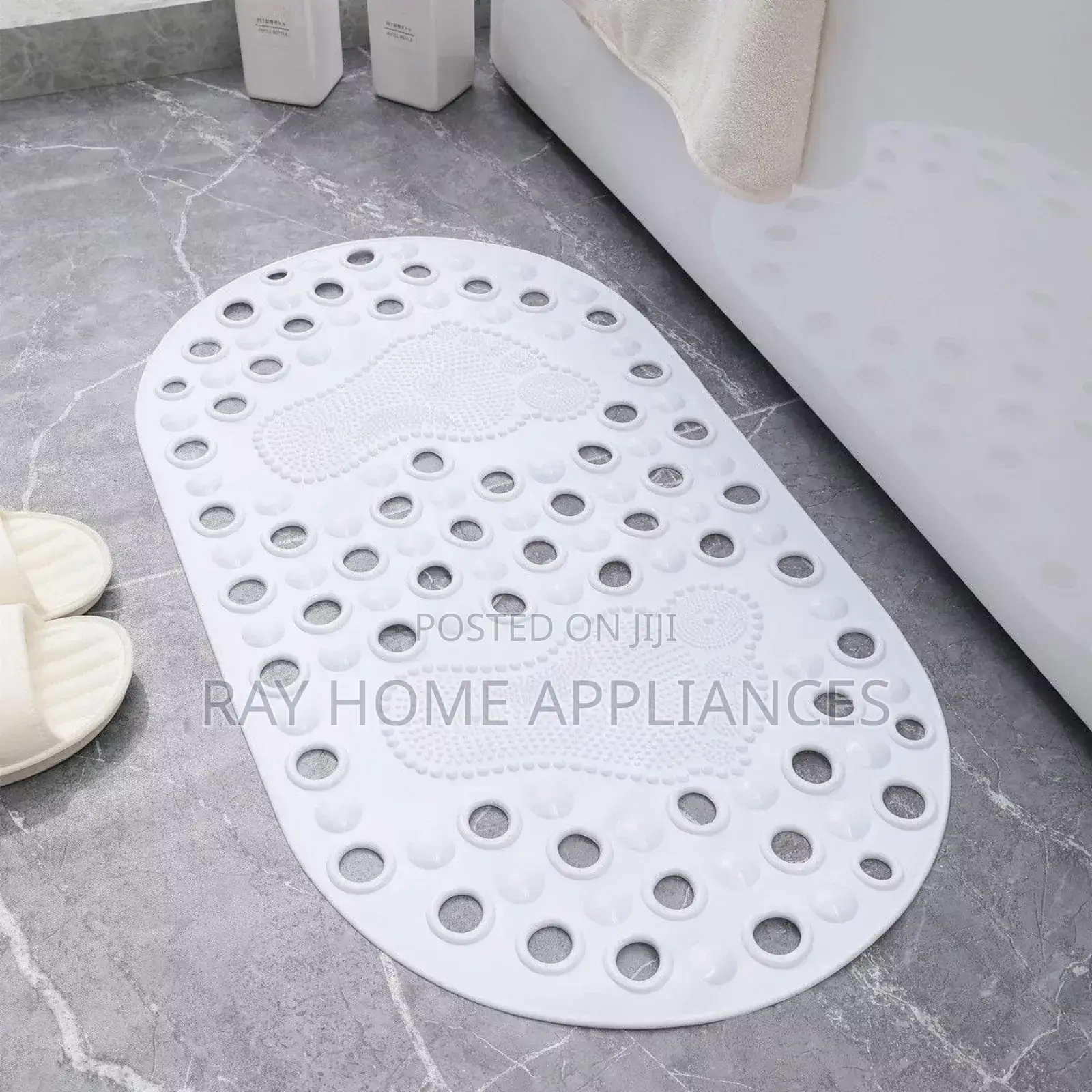 Bathroom Antislip Mat With Footprints 65x35cmgrey, White and Beige