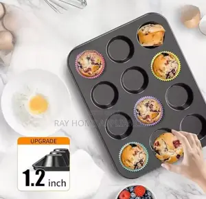 12pcs Silicon Reusable Moulds With Cup Cake Baking Mould
