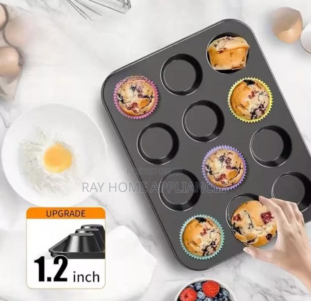 12pcs Silicon Reusable Moulds With Cup Cake Baking Mould - thumbnail 2