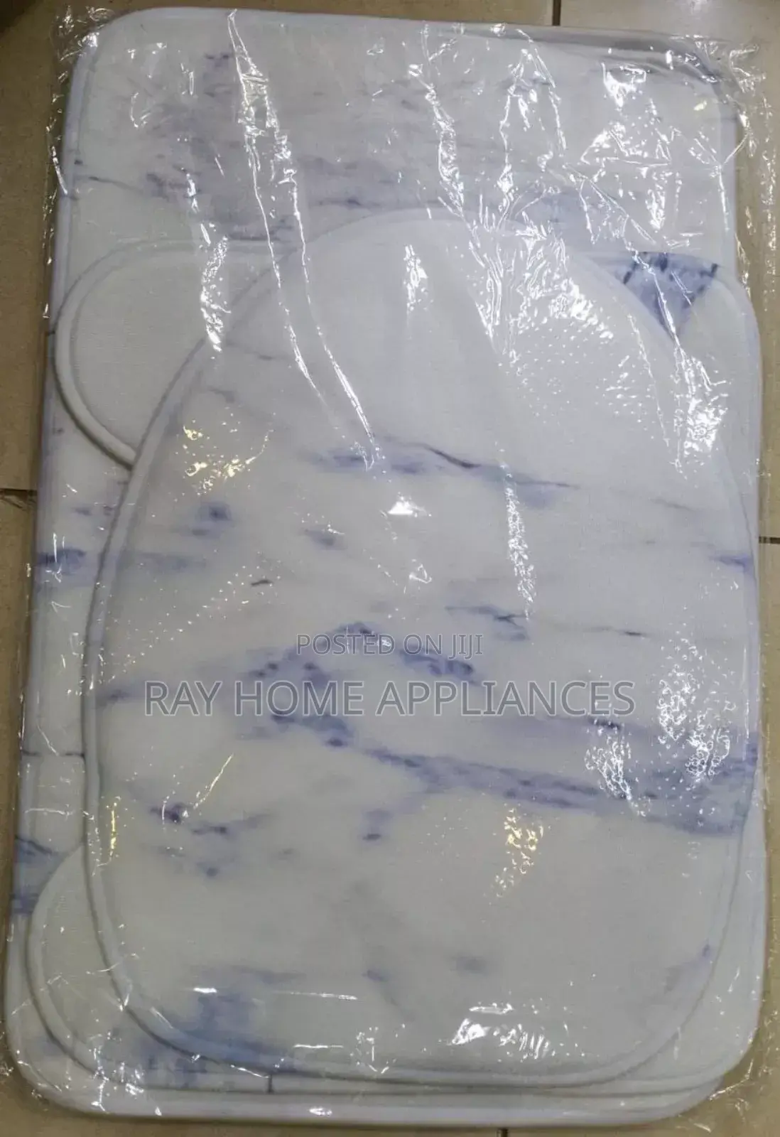 3 Pieces Marble Pattern Bathroom Mats