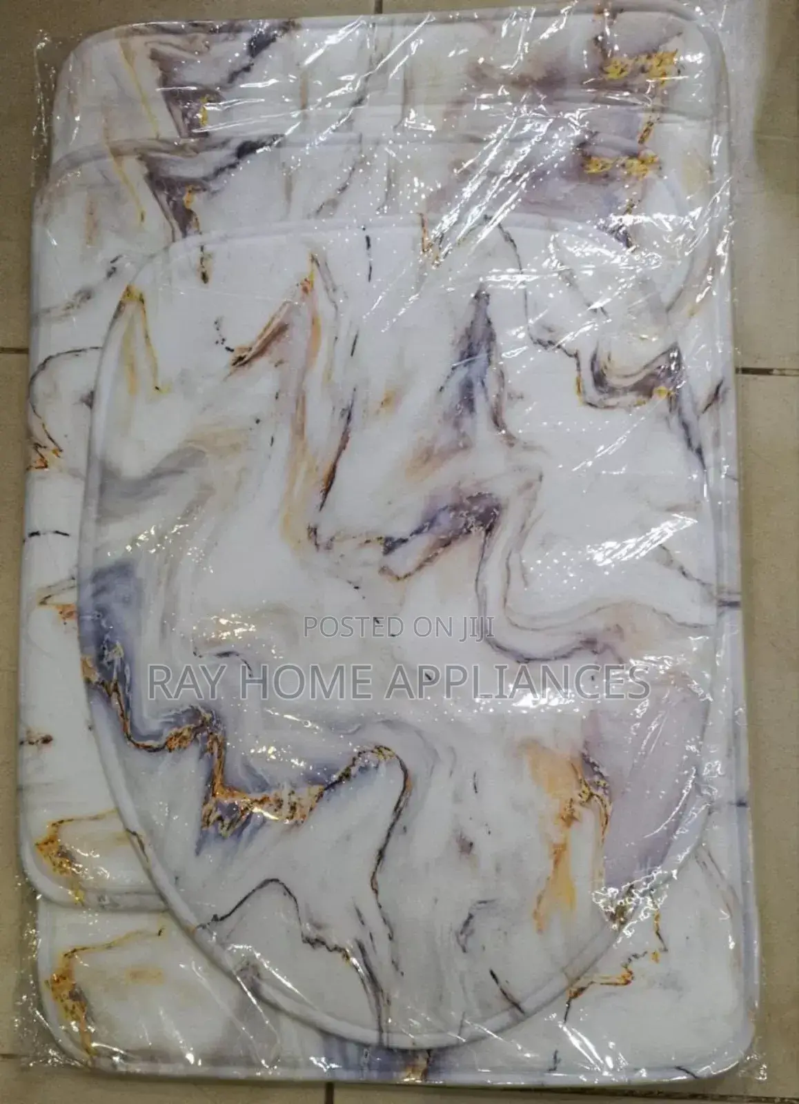 3 Pieces Marble Pattern Bathroom Mats