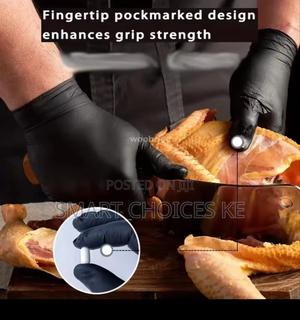 Food Grade Disposable Black Kitchen Gloves 100pcs - main view