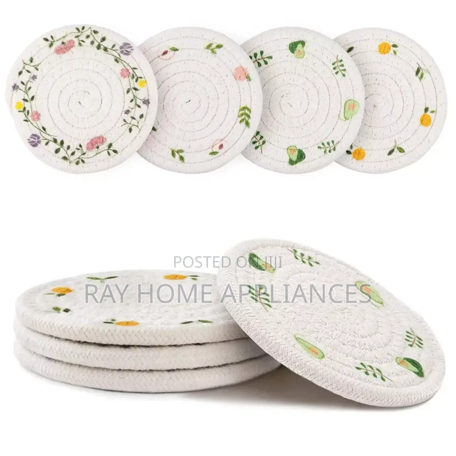 Woven Place Mats 2pcs Material Wooden
 Non-Slip Coaster Set Size 18cm