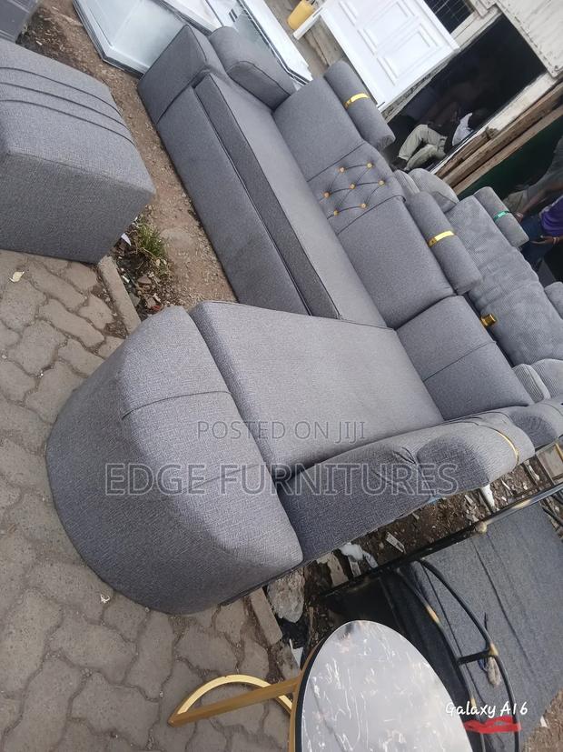 Quality Grey Corner Shaped Sofa Set - main view