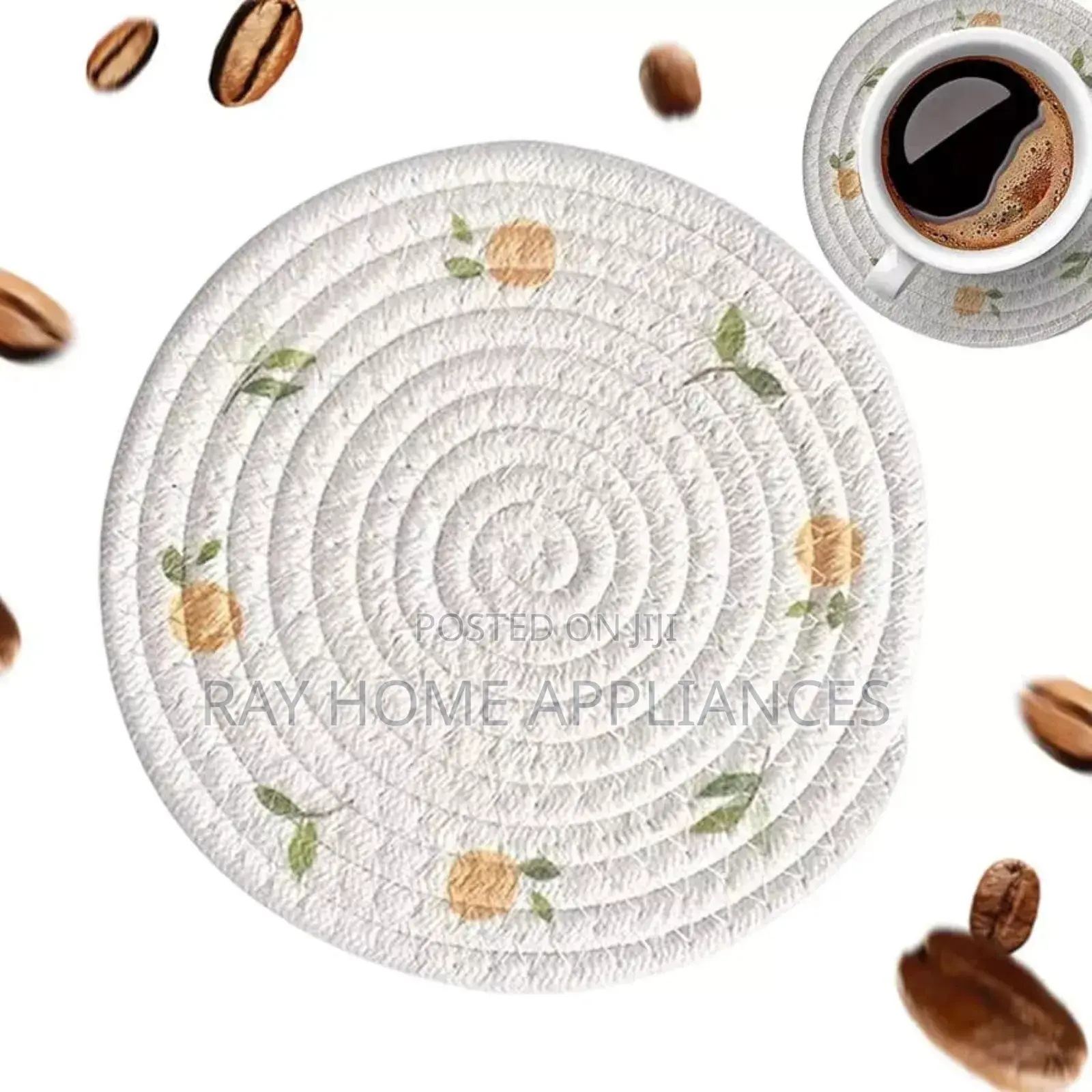 Woven Place Mats 2pcs Material Wooden
 Non-Slip Coaster Set Size 18cm