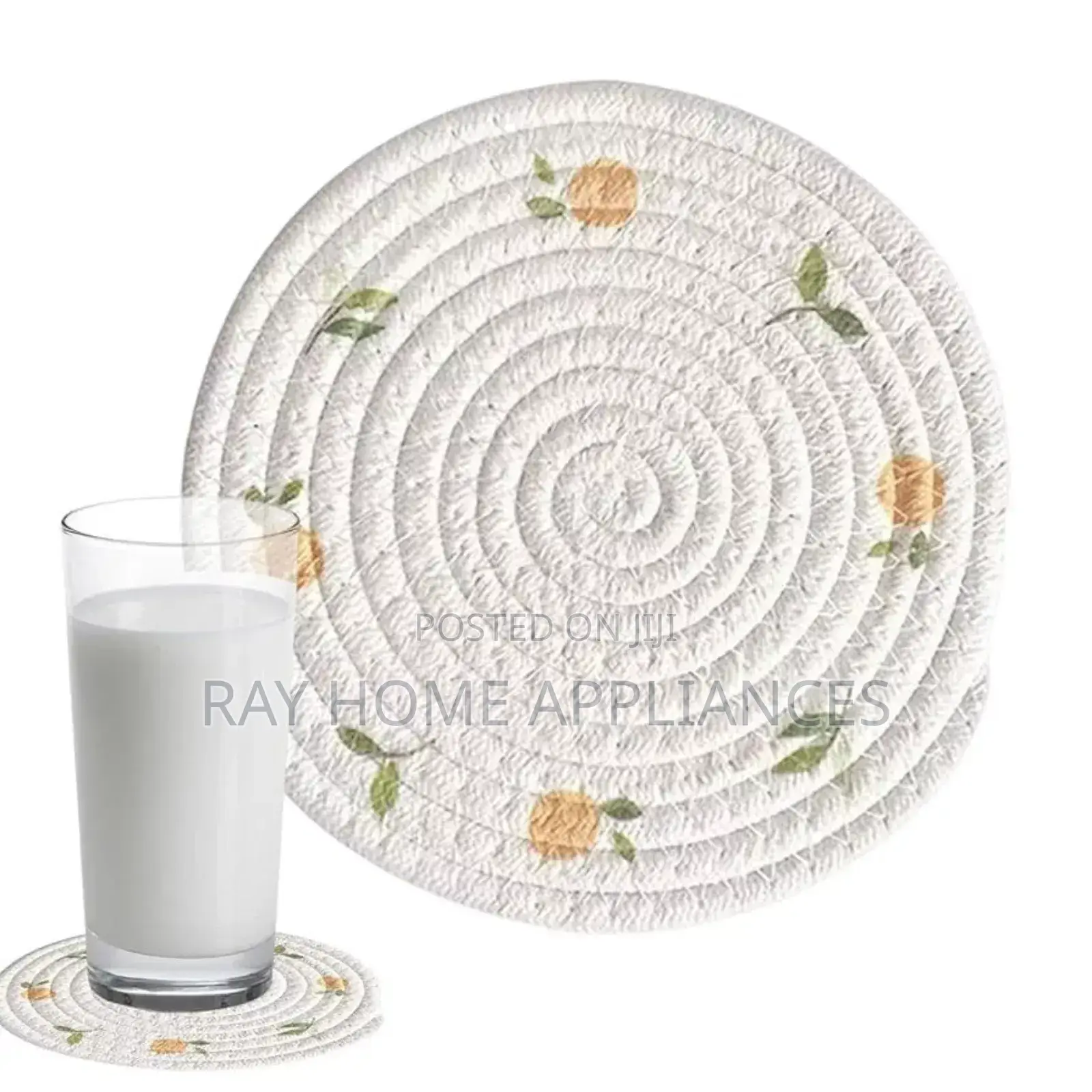 Woven Place Mats 2pcs Material Wooden
 Non-Slip Coaster Set Size 18cm