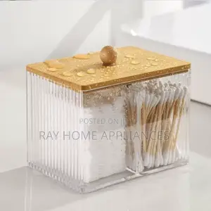 3 Compartment Acrylic Makeup Organizer ,Storage Box With Bamboo Lid