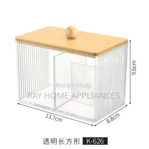 3 Compartment Acrylic Makeup Organizer ,Storage Box With Bamboo Lid