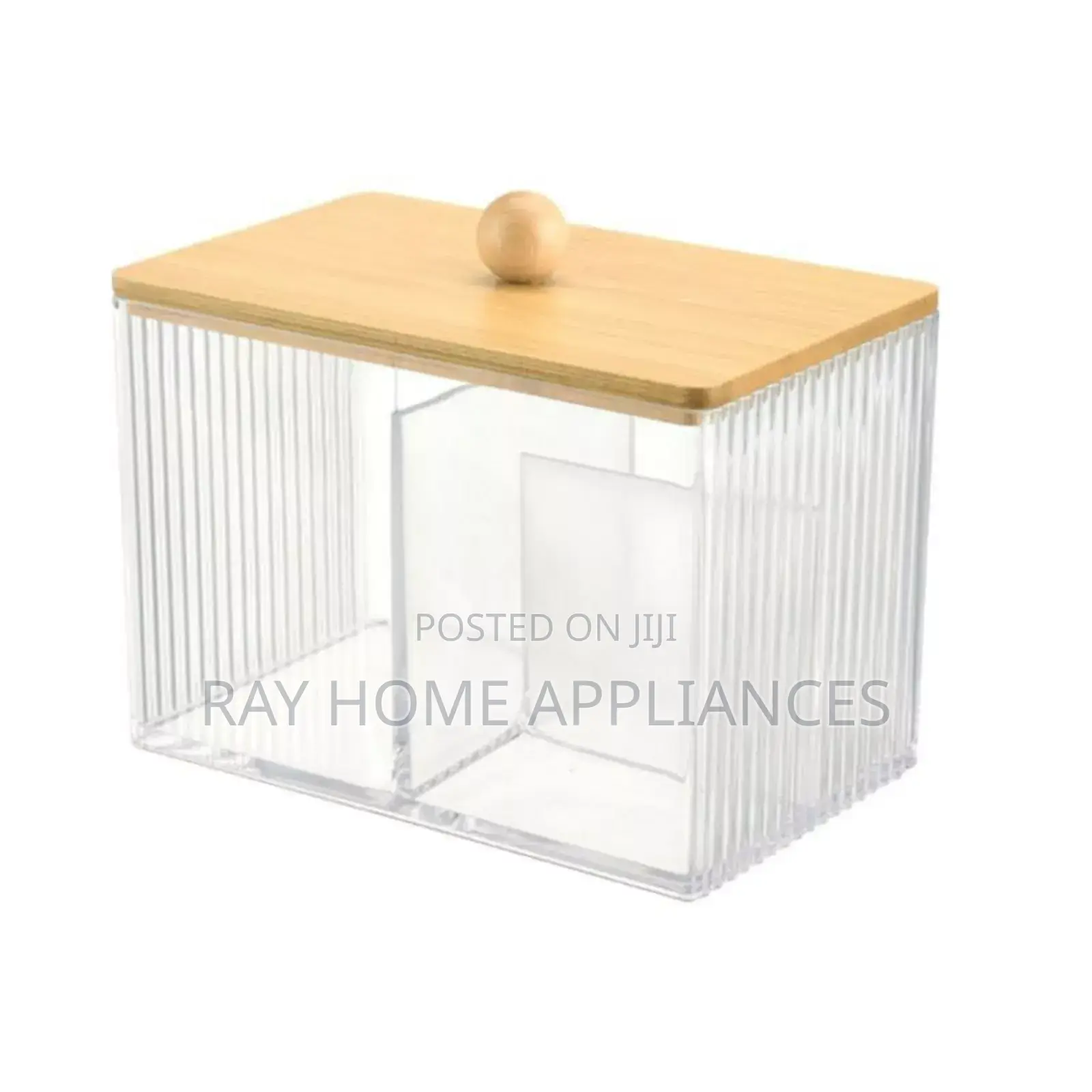 3 Compartment Acrylic Makeup Organizer ,Storage Box With Bamboo Lid