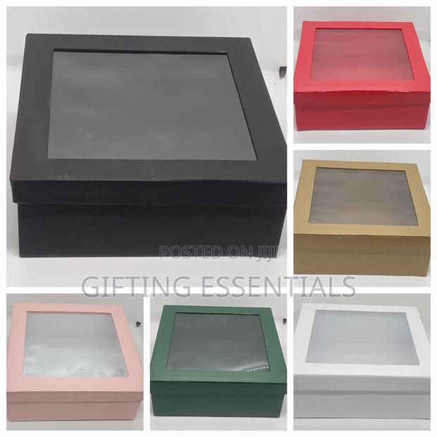 9×9x3.5 Window Gift Boxes With Shredded Paper | Premium Gift Packaging - main view