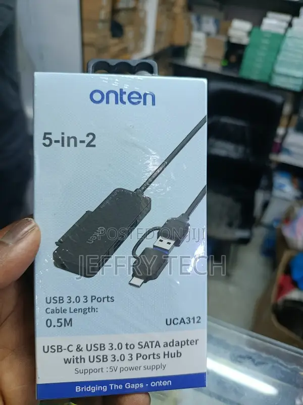 Onten Uca312 Usb-a Usb-C to Sata Adapter With 3xusb 3.0 Hub