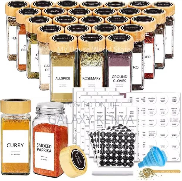 29pcs Set Glass Storage Spice Jars With Bamboo Lid - thumbnail 7