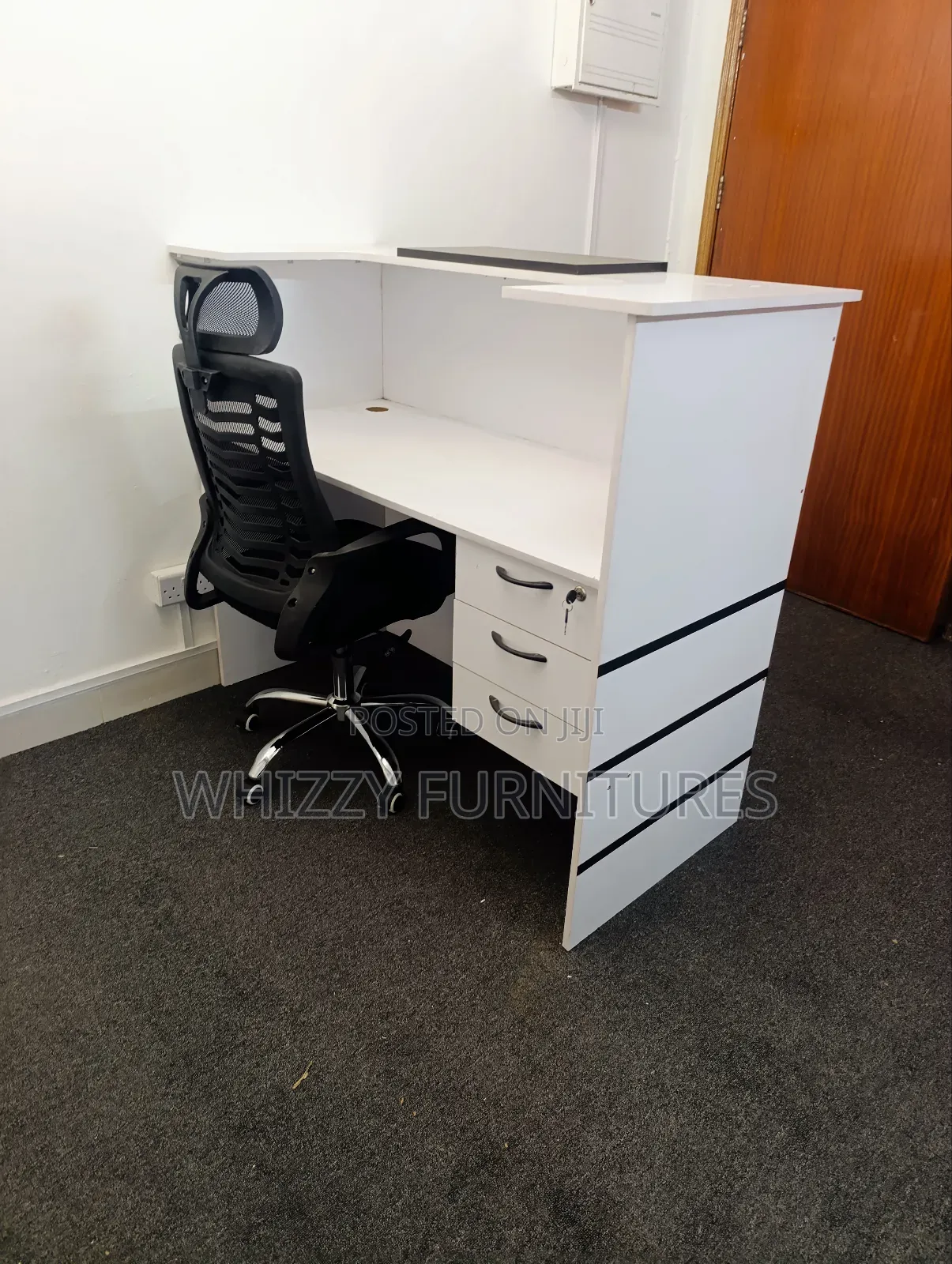 1.2m White Gray Reception Desk