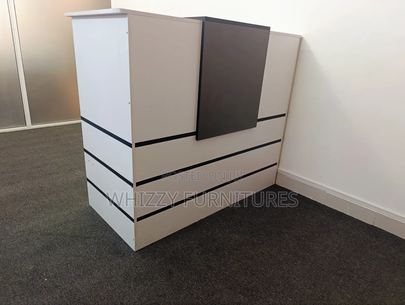 1.2m White Gray Reception Desk