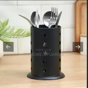 Black Stainless Steel Cutlery Holder Bottom Drainage Design