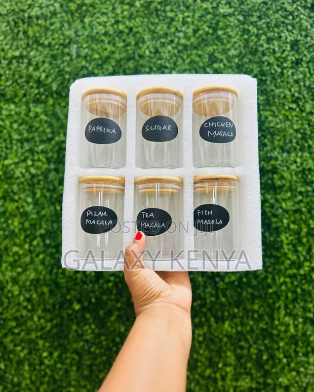 6-Pack Round Glass Jars With Bamboo Lid and Spoon - thumbnail 2