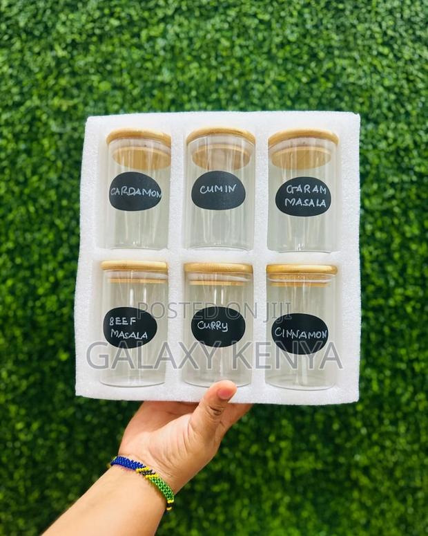 6-Pack Round Glass Jars With Bamboo Lid and Spoon - thumbnail 3