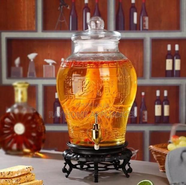 Glass Beverage Dispenser With Faucet 5l With Stand and Glass Lid