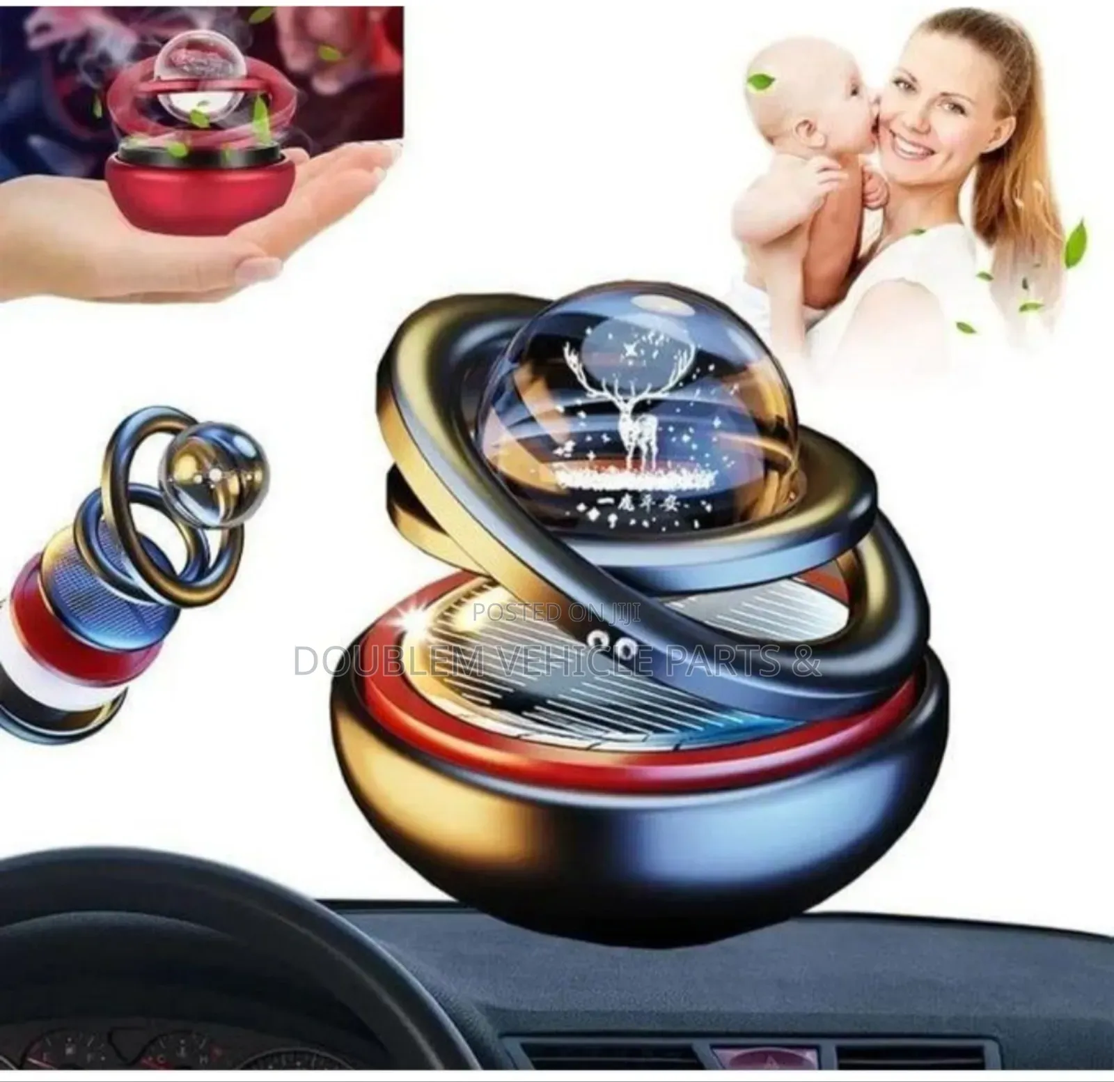 Air Freshener Car Interior Dashboard Solarpower Rotation Aromatherapy