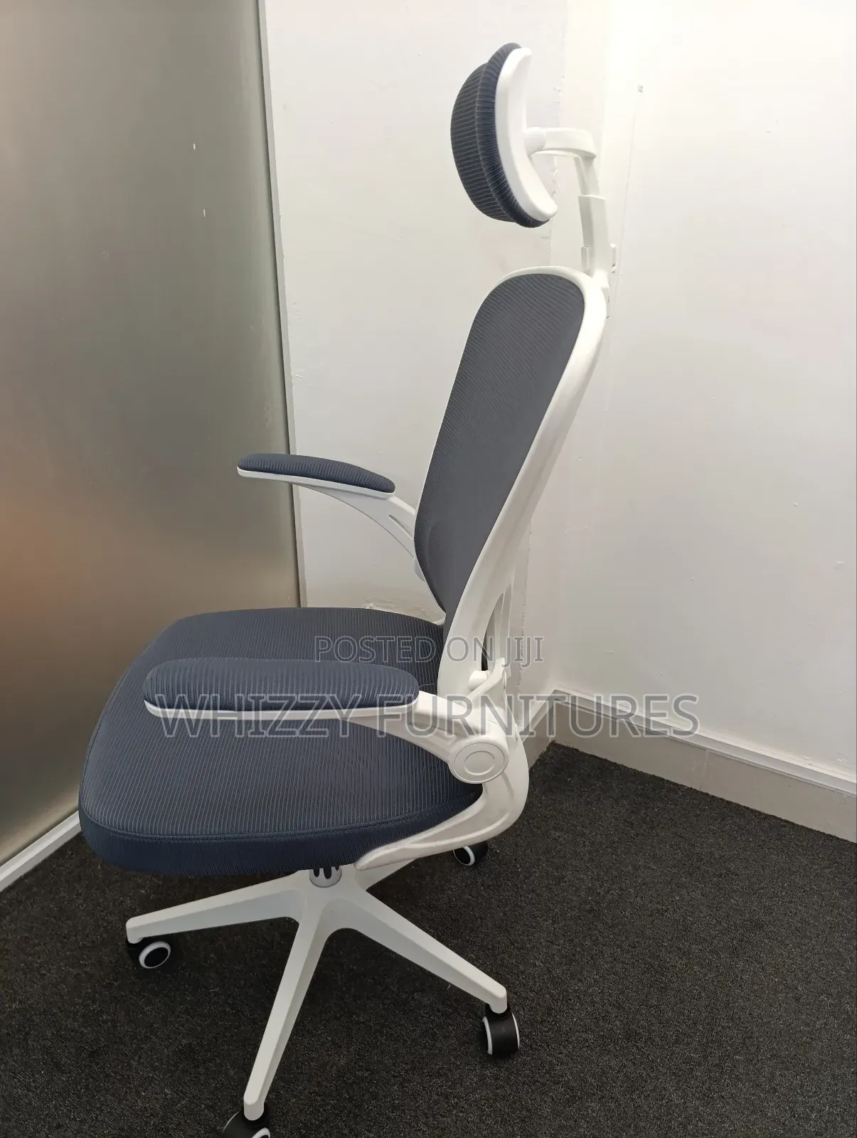 High Back White Gray Office Chair