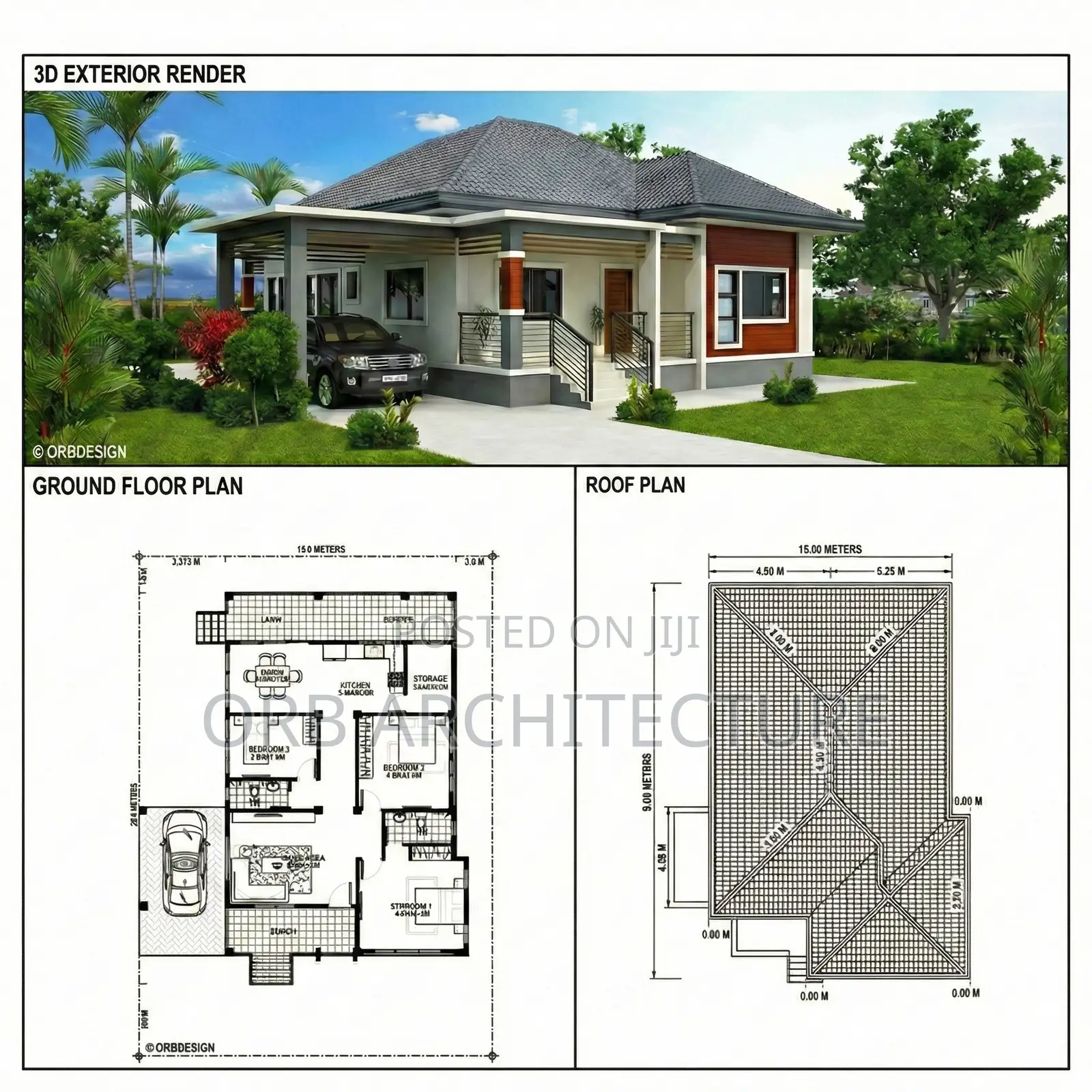 Modern 3 Bedroom Plans (Customizable)